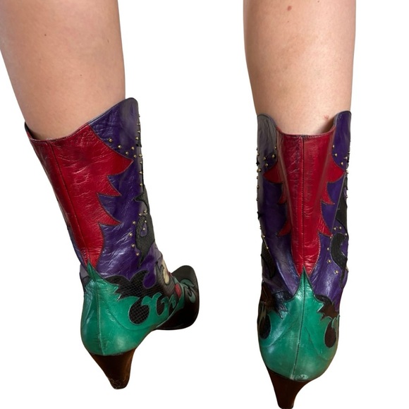 Vintage Margaret Jerrold leather pieced Boots sz 9.5 designer Margaret Clark - Picture 5 of 10